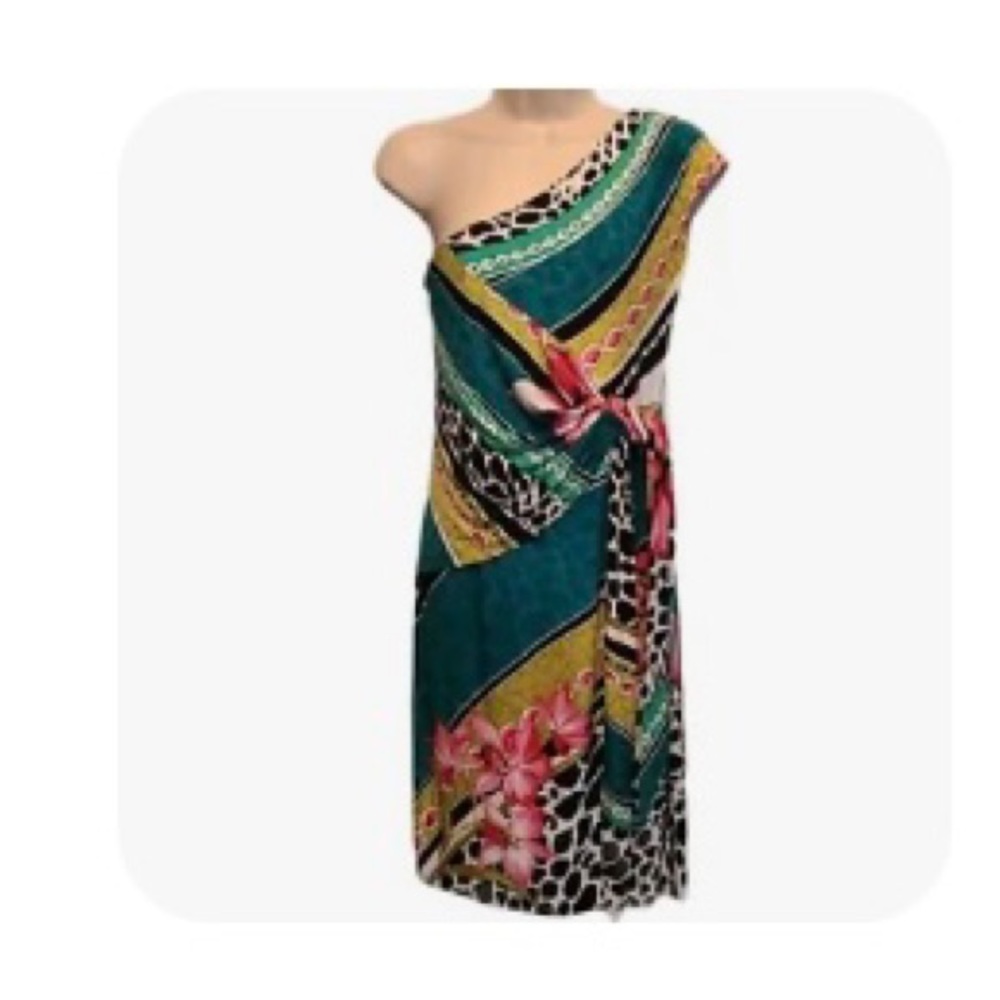 COPY - Boston Proper Muse one shoulder dress with faux tie waist.